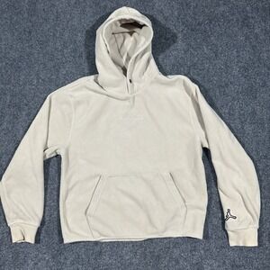 Air Jordan Mens Fleece Hoodie Cream Beige Jumpman Snap Neck‎ Pullover Small